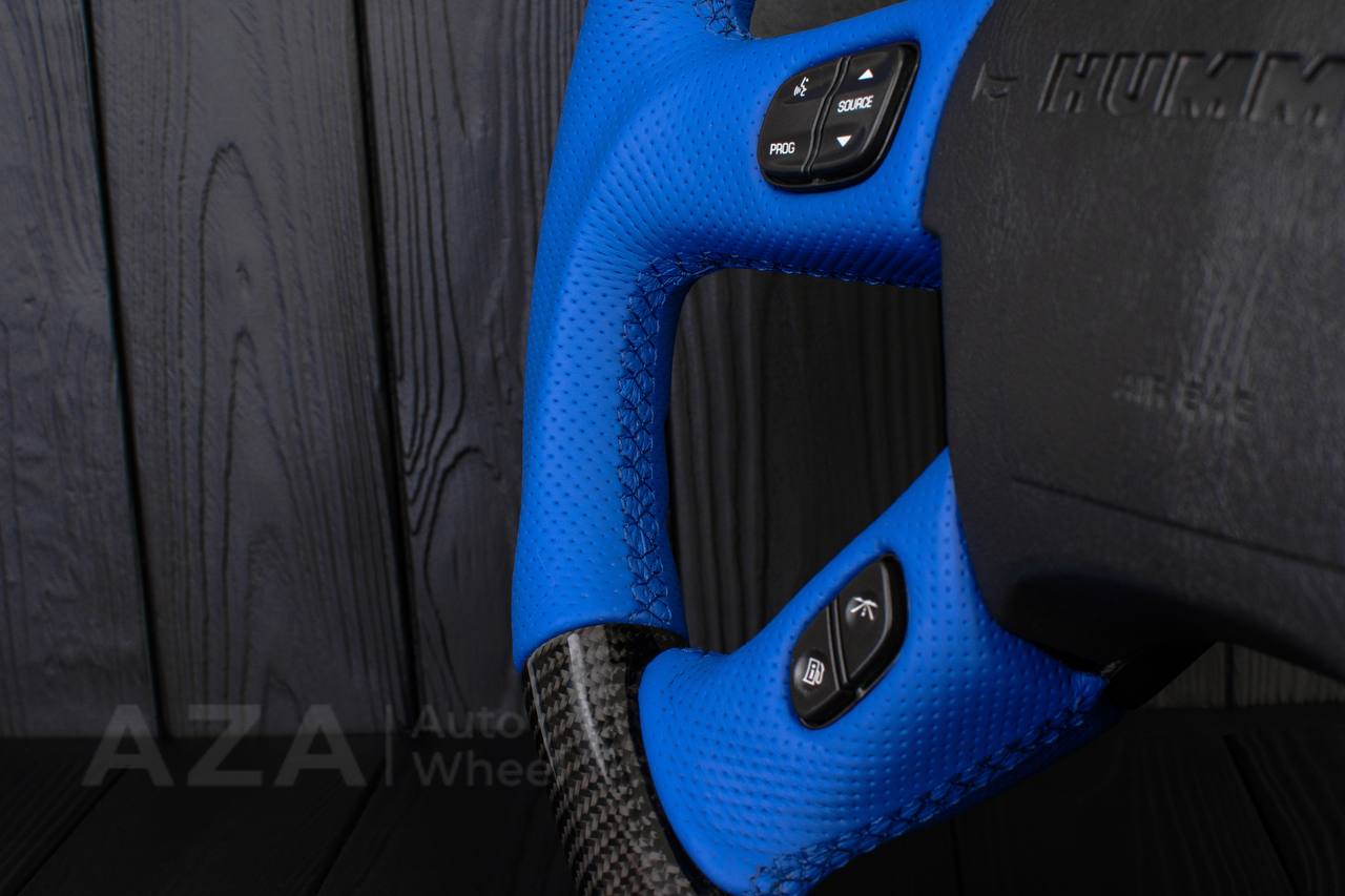 Steering wheel Hummer H2 Carbon fiber/Perforated DARK BLUE leather - Image 13