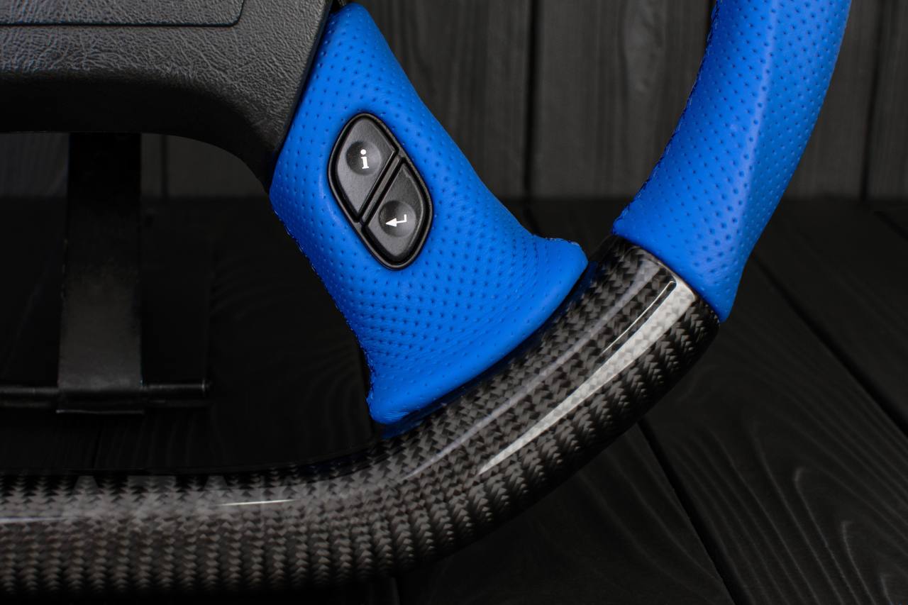 Steering wheel Hummer H2 Carbon fiber/Perforated DARK BLUE leather - Image 15
