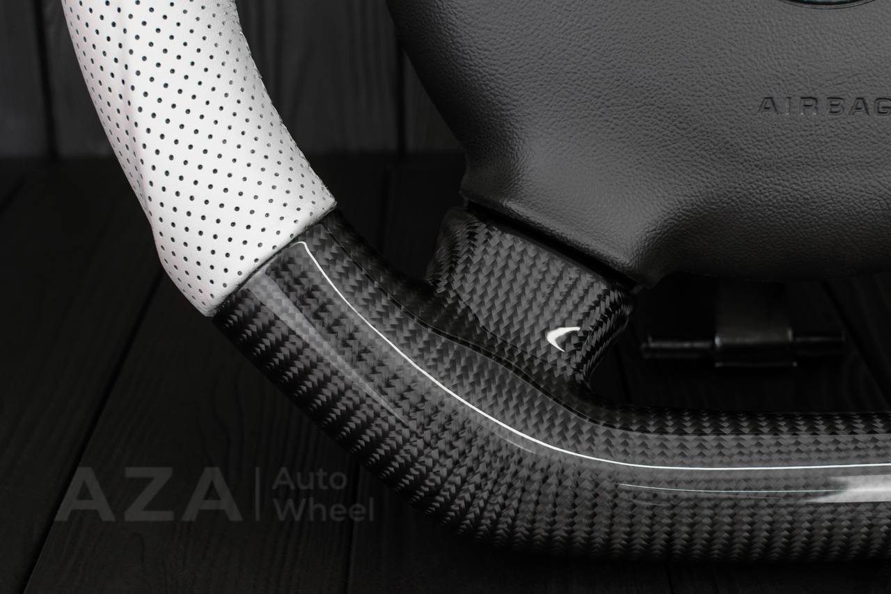 Steering Wheel Hummer H3 Carbon fiber/Perforated leather/White details - Image 7