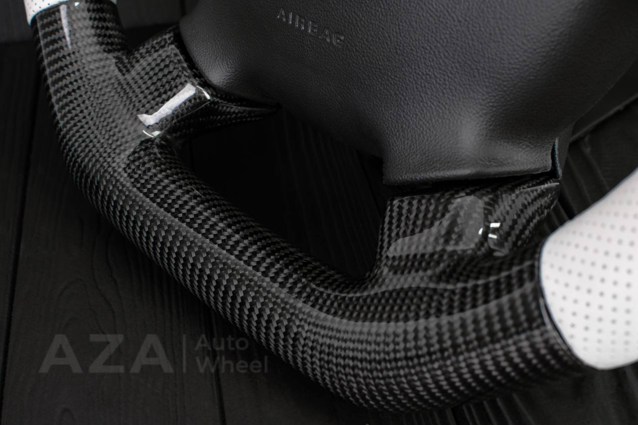 Steering Wheel Hummer H3 Carbon fiber/Perforated leather/White details - Image 8