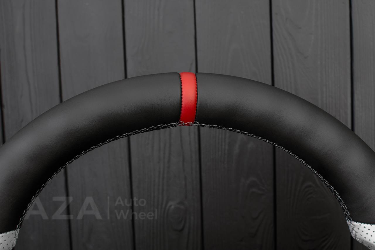 Steering Wheel Hummer H3 Carbon fiber/Perforated leather/White details - Image 11