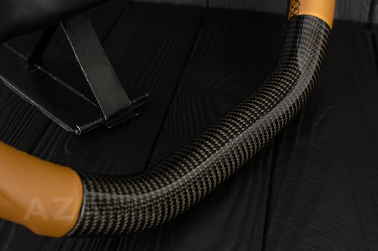 Steering wheel Square Body GM C/K/C10/C5/K5/K10/K20/K30 (1973–1987) Carbon fiber/Napa leather/Red stripe (can be any color stitching and stripe) - Image 9