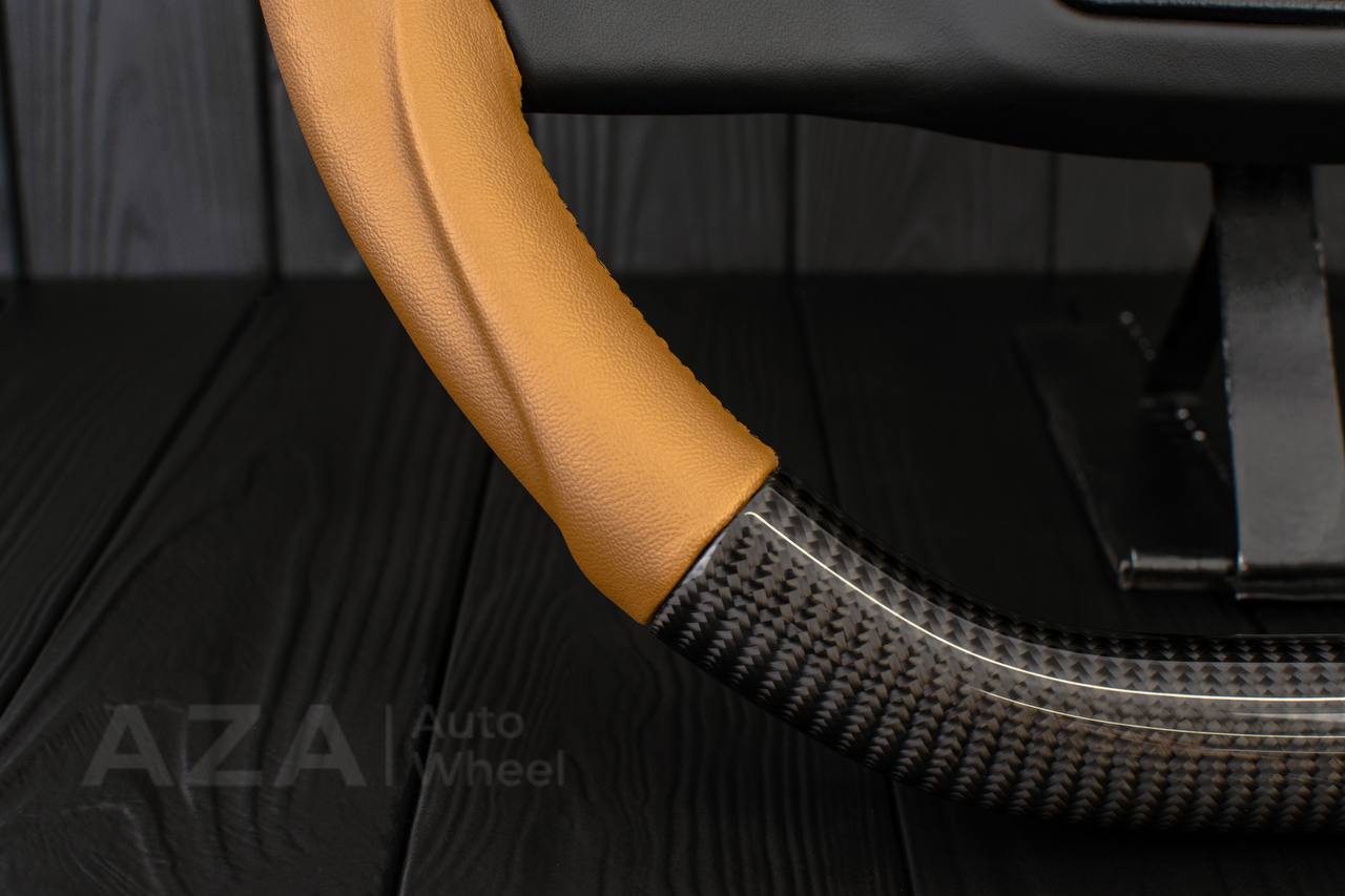 Steering wheel Square Body GM C/K/C10/C5/K5/K10/K20/K30 (1973–1987) Carbon fiber/Napa leather/Red stripe (can be any color stitching and stripe) - Image 10