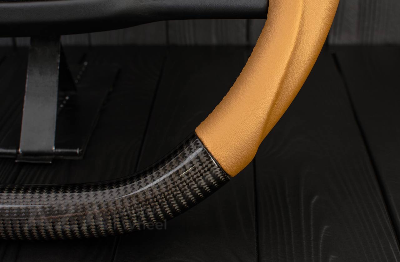 Steering wheel Square Body GM C/K/C10/C5/K5/K10/K20/K30 (1973–1987) Carbon fiber/Napa leather/Red stripe (can be any color stitching and stripe) - Image 11