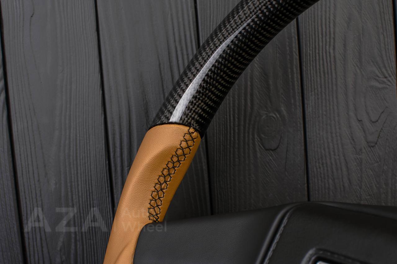 Steering wheel Square Body GM C/K/C10/C5/K5/K10/K20/K30 (1973–1987) Carbon fiber/Napa leather/Red stripe (can be any color stitching and stripe) - Image 12