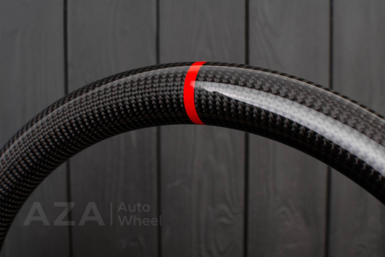 Steering wheel Square Body GM C/K/C10/C5/K5/K10/K20/K30 (1973–1987) Carbon fiber/Napa leather/Red stripe (can be any color stitching and stripe) - Image 5