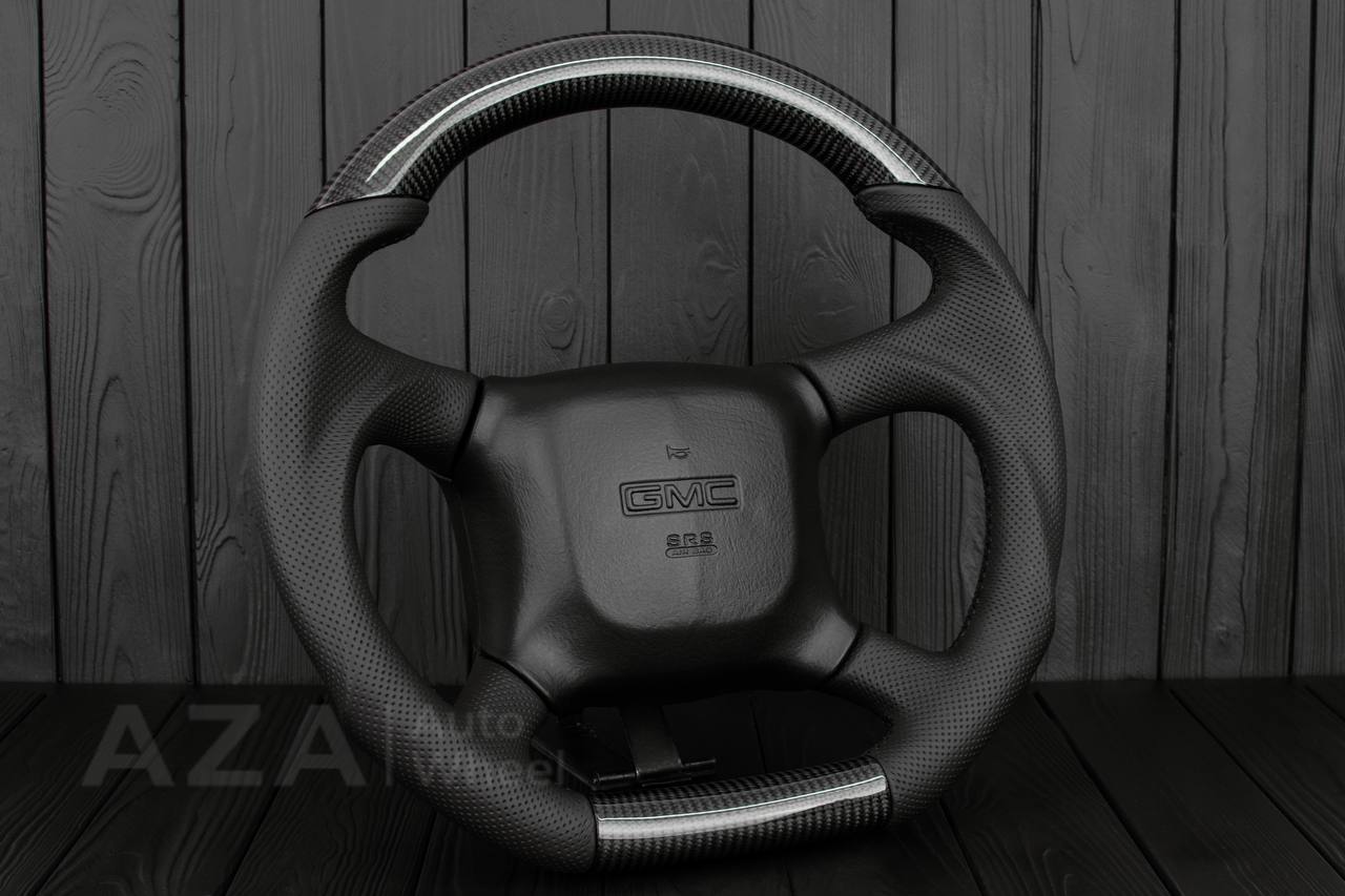Steering wheel GM Silverado, Sierra, Escalade, Yukon, S10, Blazer, Tahoe, Suburban (1998-2002) Carbon fiber/Perforated leather - Image 3