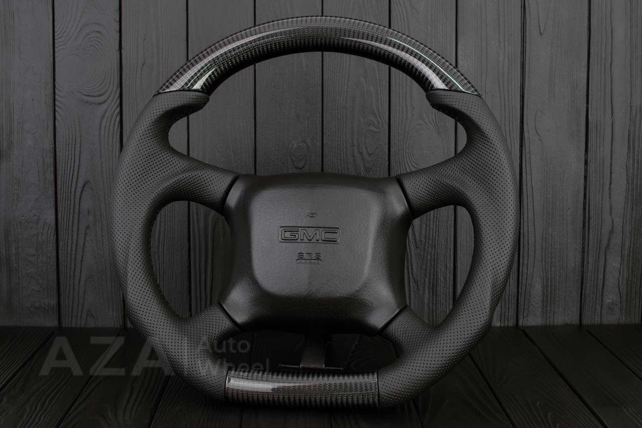 Steering wheel GM Silverado, Sierra, Escalade, Yukon, S10, Blazer, Tahoe, Suburban (1998-2002) Carbon fiber/Perforated leather - Image 4