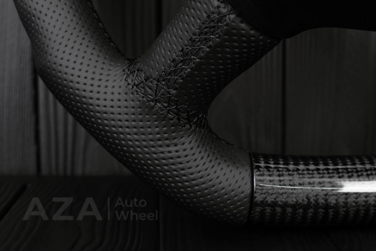 Steering wheel GM Silverado, Sierra, Escalade, Yukon, S10, Blazer, Tahoe, Suburban (1998-2002) Carbon fiber/Perforated leather - Image 13
