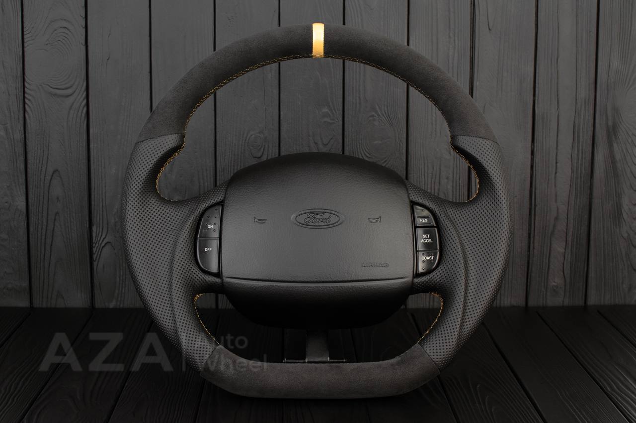 Steering wheel Ford F150/F250/F350 97-2007 Alcantara/Perforated leather/GOLD details