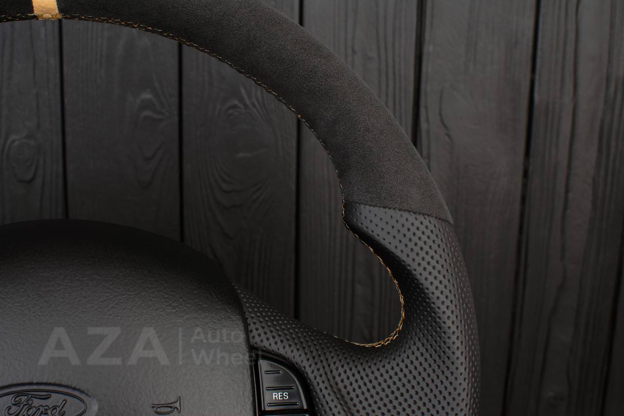 Steering wheel Ford F150/F250/F350 97-2007 Alcantara/Perforated leather/GOLD details - Image 5