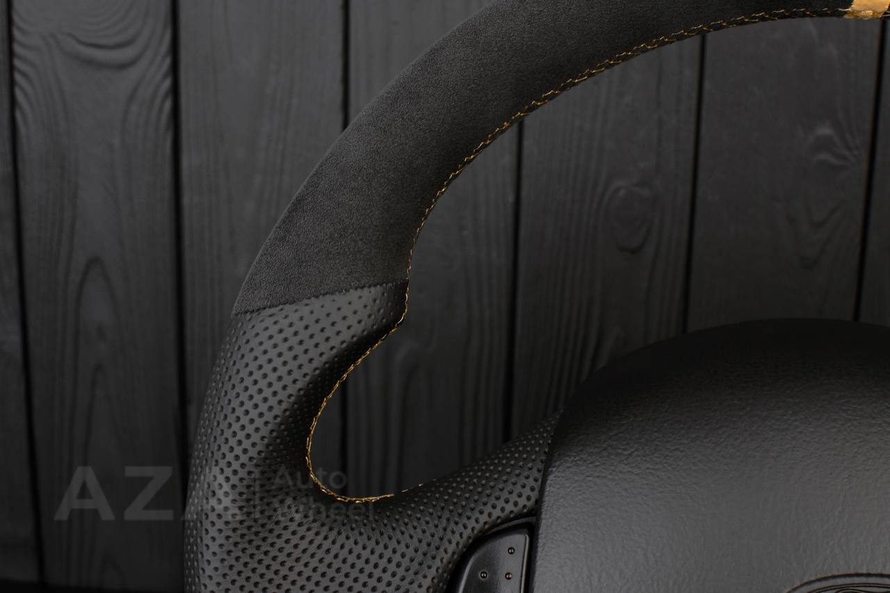 Steering wheel Ford F150/F250/F350 97-2007 Alcantara/Perforated leather/GOLD details - Image 7