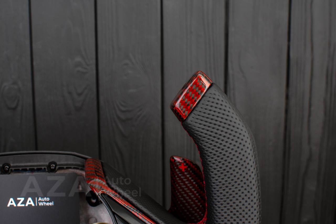 Steering wheel Corvette C8 Jet style Red Carbon fiber/genuine Leather (can be any color) - Image 5