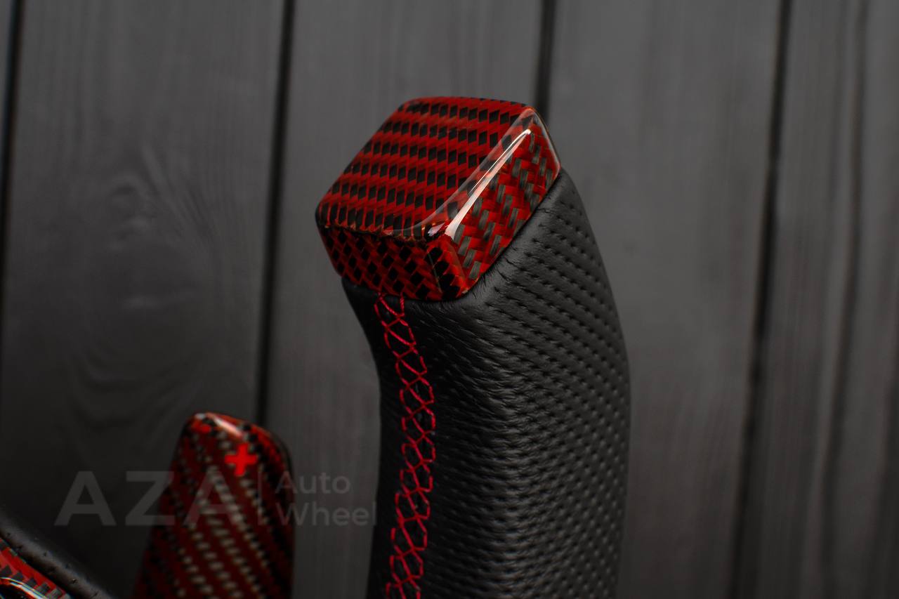 Steering wheel Corvette C8 Jet style Red Carbon fiber/genuine Leather (can be any color) - Image 6