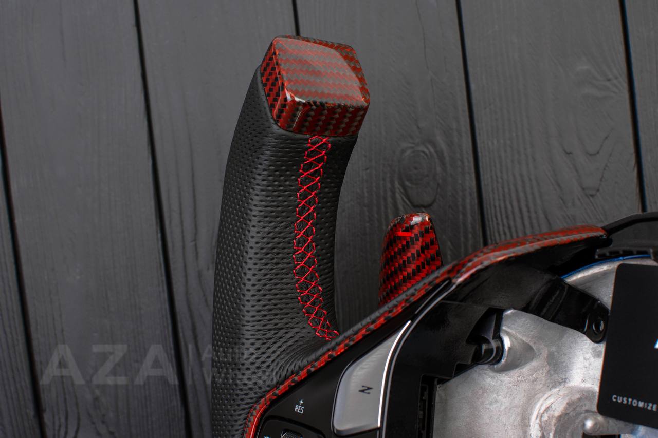 Steering wheel Corvette C8 Jet style Red Carbon fiber/genuine Leather (can be any color) - Image 7