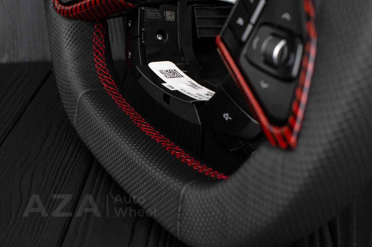 Steering wheel Corvette C8 Jet style Red Carbon fiber/genuine Leather (can be any color) - Image 8
