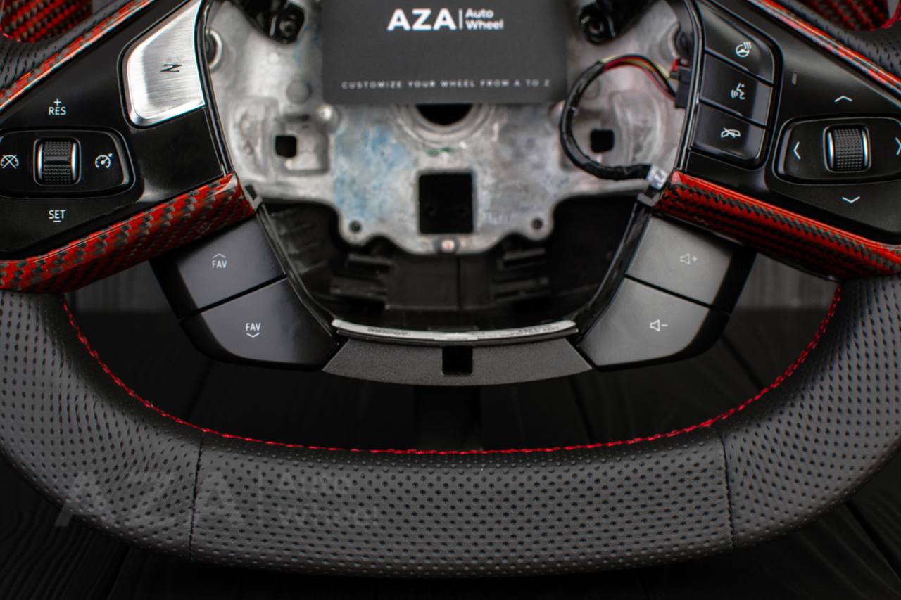 Steering wheel Corvette C8 Jet style Red Carbon fiber/genuine Leather (can be any color) - Image 11