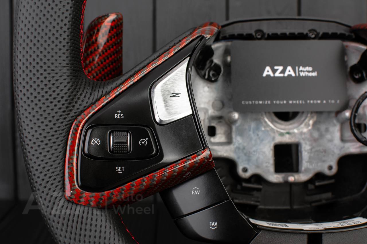 Steering wheel Corvette C8 Jet style Red Carbon fiber/genuine Leather (can be any color) - Image 12