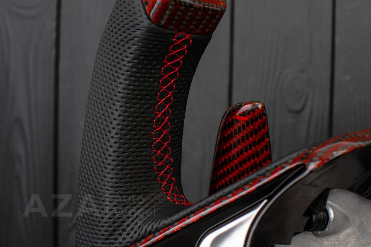 Steering wheel Corvette C8 Jet style Red Carbon fiber/genuine Leather (can be any color) - Image 13