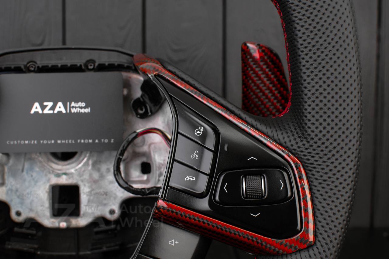 Steering wheel Corvette C8 Jet style Red Carbon fiber/genuine Leather (can be any color) - Image 14