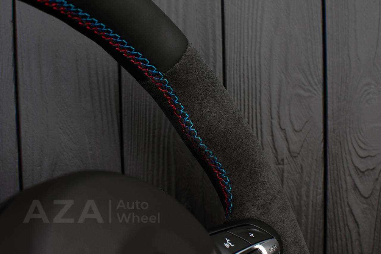 Steering wheel BMW F3X Paddle Napa/Alcantara/Blue stripe/ BLUE GLOSS+ ALCANTARA TRIM INCLUDED - Image 6
