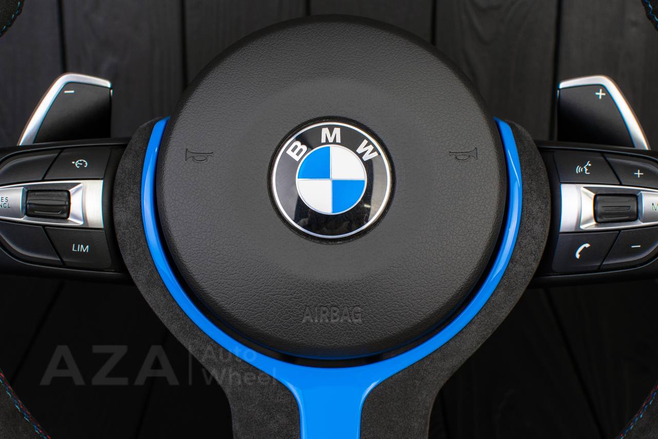 Steering wheel BMW F3X Paddle Napa/Alcantara/Blue stripe/ BLUE GLOSS+ ALCANTARA TRIM INCLUDED - Image 7