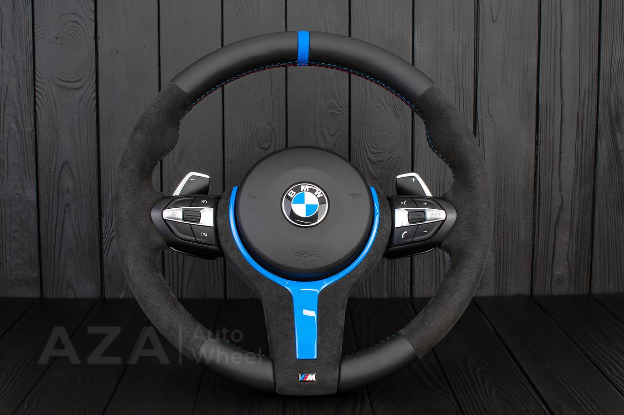 Steering wheel BMW F3X Paddle Napa/Alcantara/Blue stripe/ BLUE GLOSS+ ALCANTARA TRIM INCLUDED