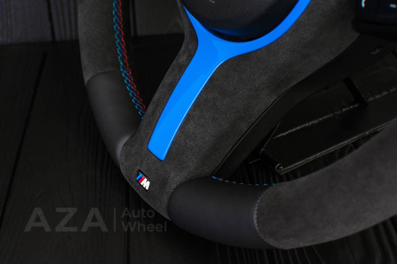 Steering wheel BMW F3X Paddle Napa/Alcantara/Blue stripe/ BLUE GLOSS+ ALCANTARA TRIM INCLUDED - Image 8