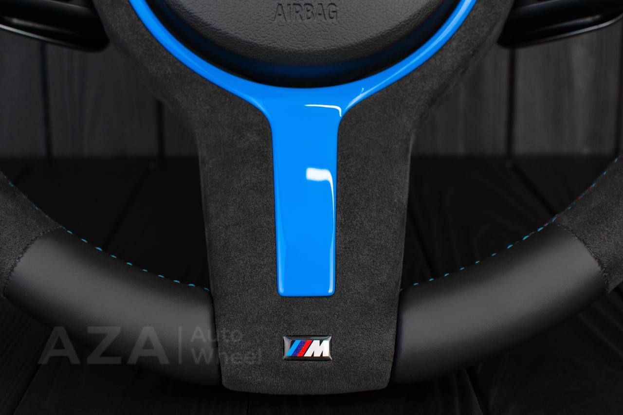 Steering wheel BMW F3X Paddle Napa/Alcantara/Blue stripe/ BLUE GLOSS+ ALCANTARA TRIM INCLUDED - Image 9