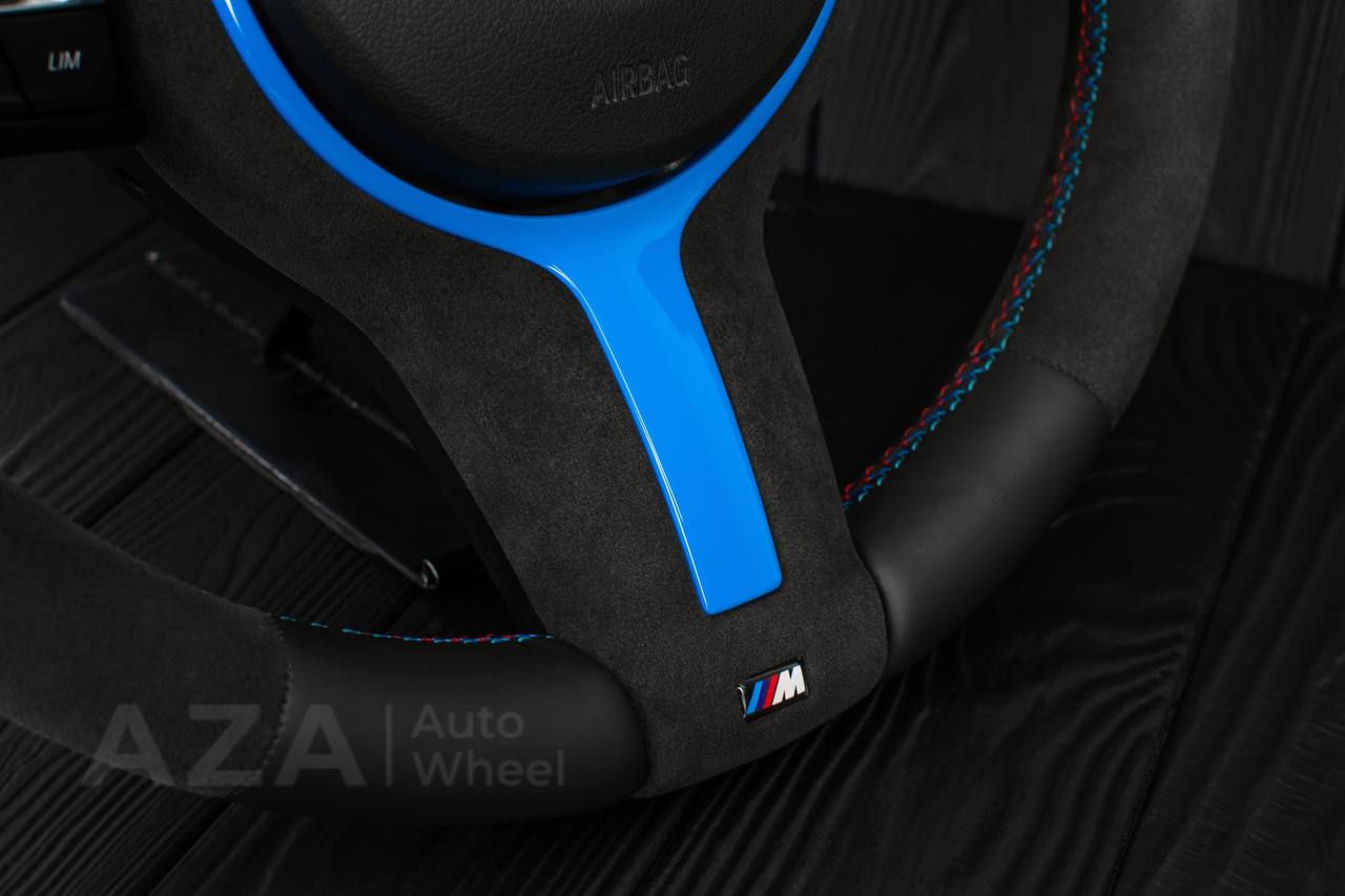Steering wheel BMW F3X Paddle Napa/Alcantara/Blue stripe/ BLUE GLOSS+ ALCANTARA TRIM INCLUDED - Image 10