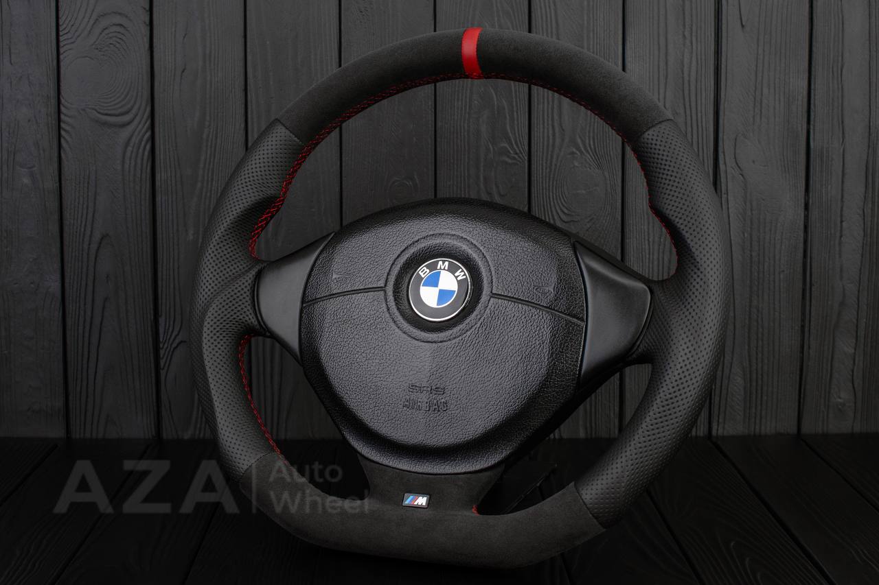 Steering wheel BMW e36 Z3 M roadster Alcantara/Perforated leather/Red details - Image 2