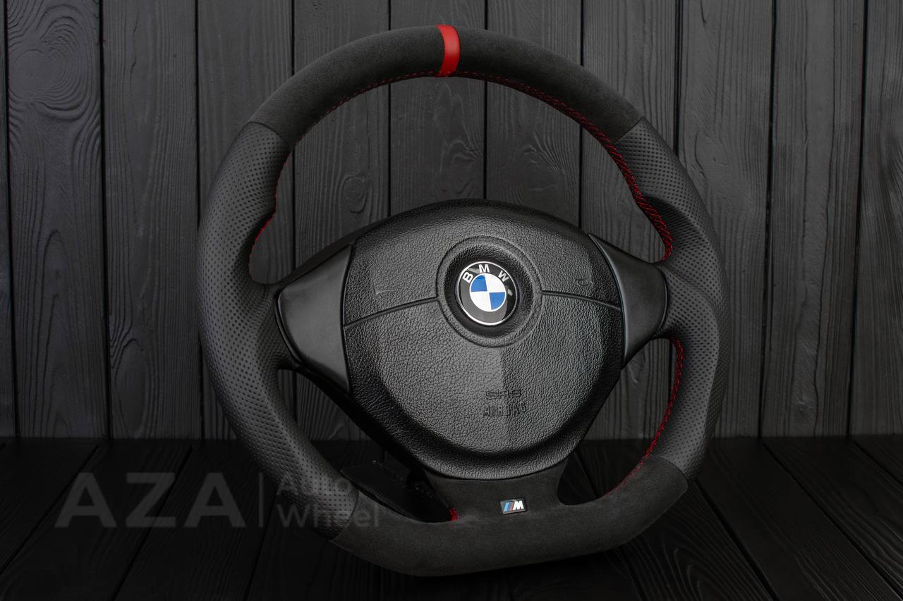 Steering wheel BMW e36 Z3 M roadster Alcantara/Perforated leather/Red details - Image 4