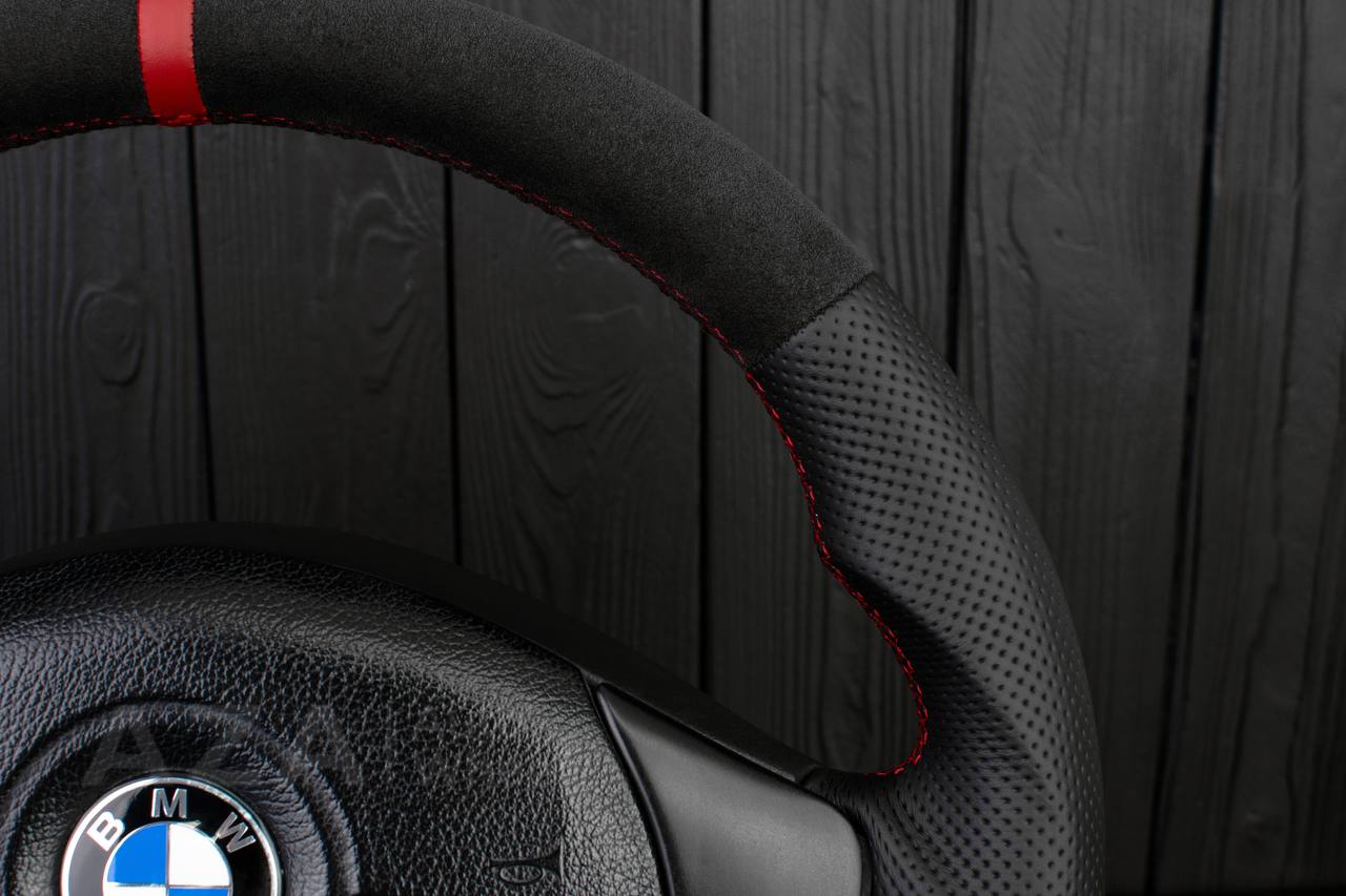 Steering wheel BMW e36 Z3 M roadster Alcantara/Perforated leather/Red details - Image 14