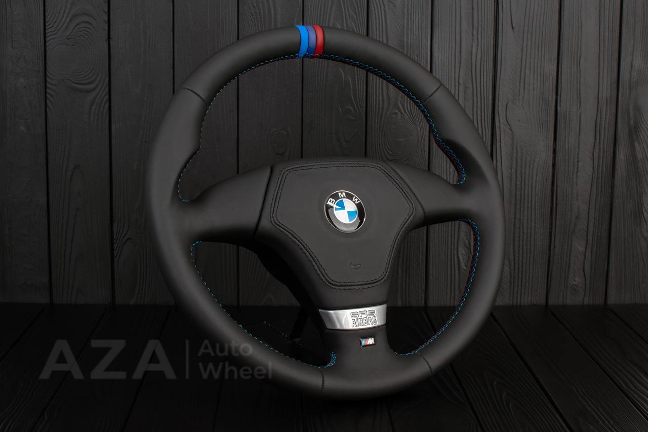 Steering wheel BMW E36 Euro Napa/Perforated leather/Wrapped Air bag/M color details - Image 4