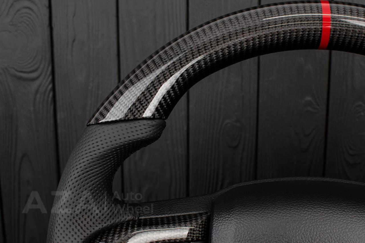 Steering wheel Ford F150/F250/F350 2015-2022 Carbon fiber/Perforated leather/Red stripe/ - Image 5