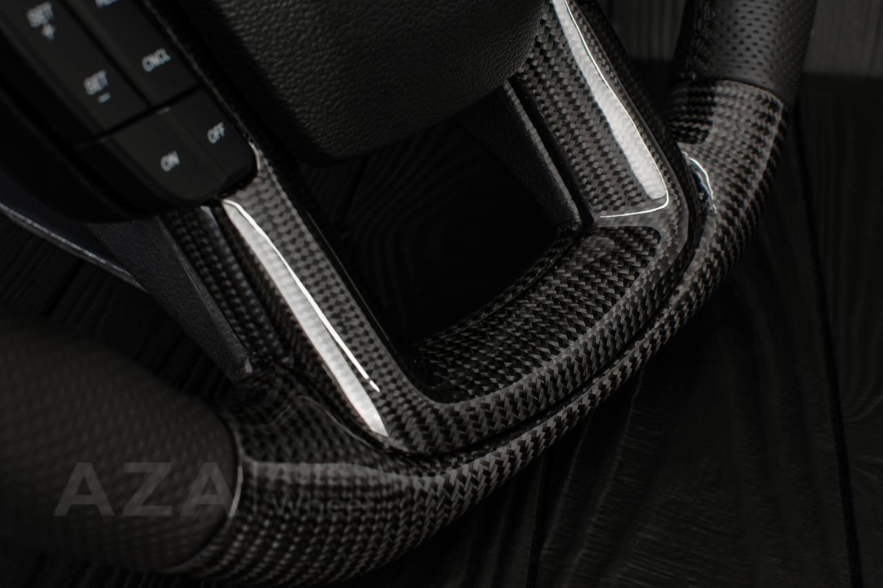 Steering wheel Ford F150/F250/F350 2015-2022 Carbon fiber/Perforated leather/Red stripe/ - Image 8