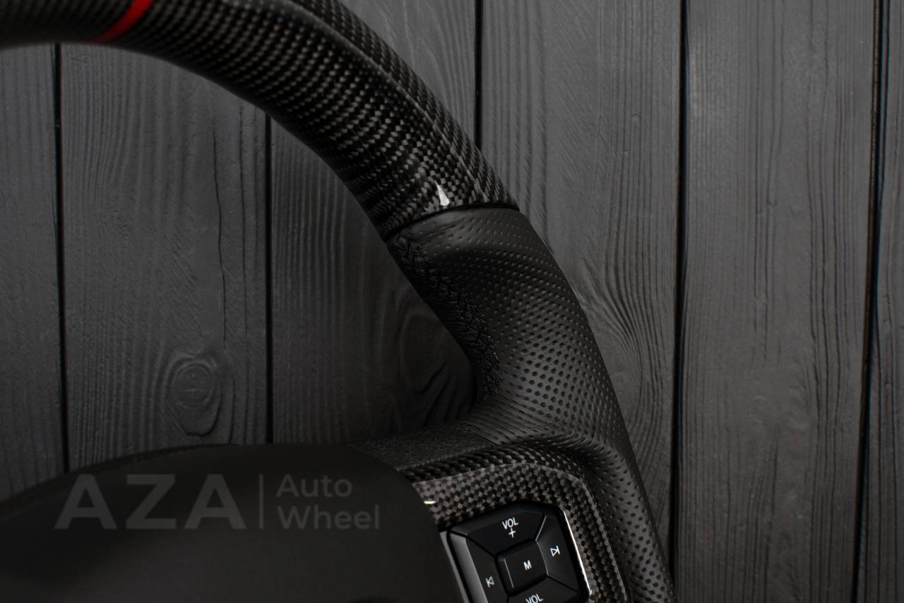 Steering wheel Ford F150/F250/F350 2015-2022 Carbon fiber/Perforated leather/Red stripe/ - Image 10
