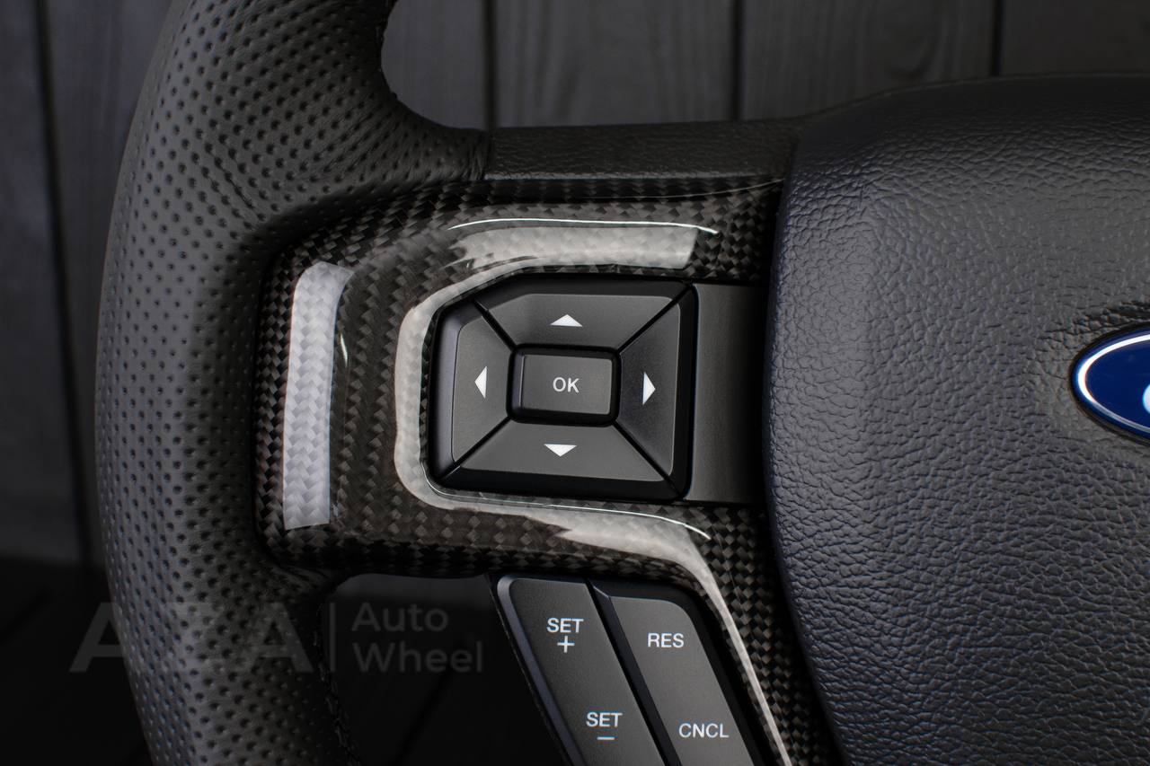 Steering wheel Ford F150/F250/F350 2015-2022 Carbon fiber/Perforated leather/Red stripe/ - Image 12
