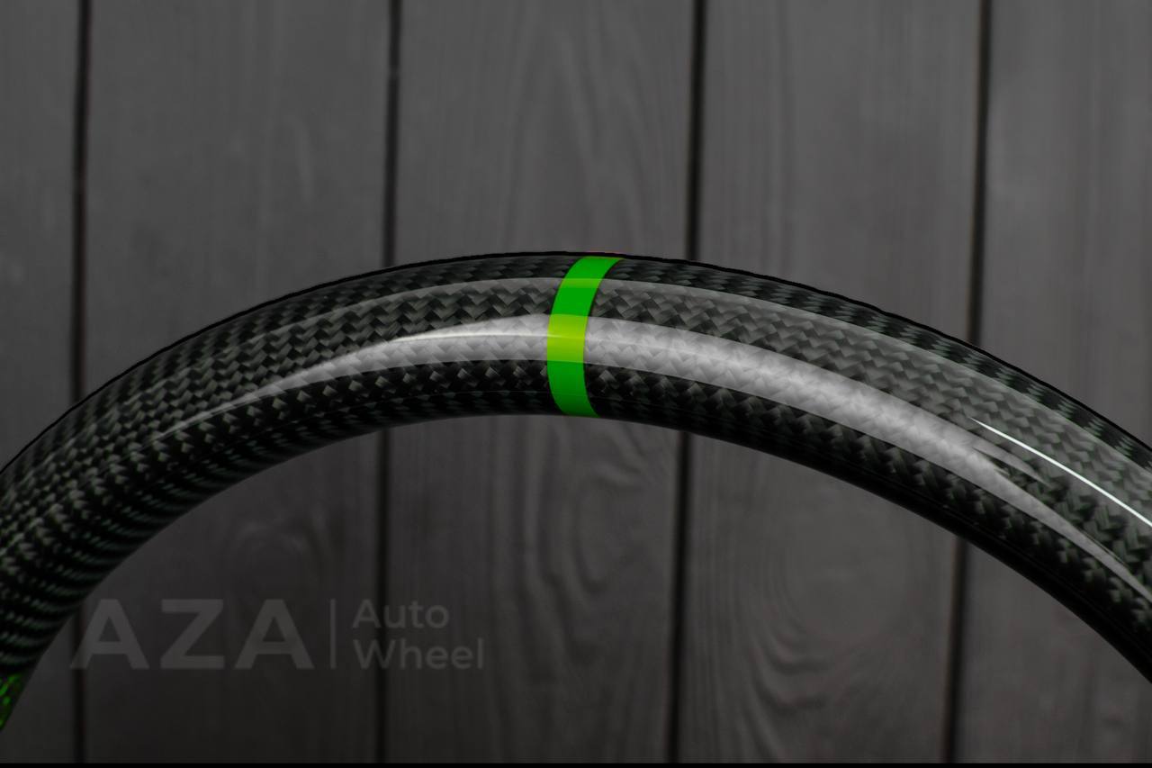 Ford Performance Off-Road Steering Wheel Real carbon fiber/ Alcantara/GREEN details (can be any color) - Image 5