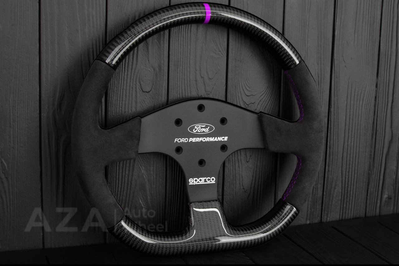 Ford Performance Off-Road Steering Wheel Real carbon fiber/Alcantara/Purple details (can be any color) - Image 3