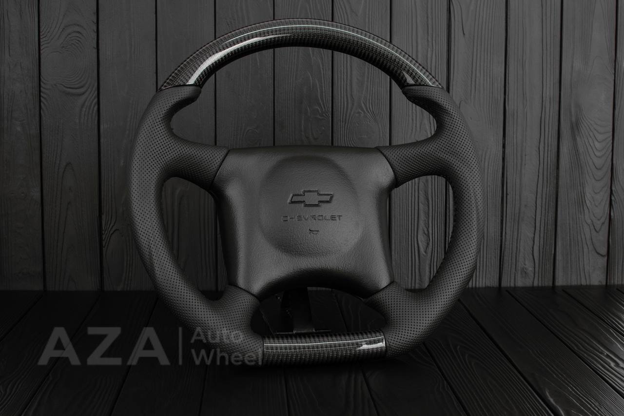 Steering wheel GM Truck Chevrolet Kodiak (1998-2002) Сarbon fiber/Perforated leather - Image 3
