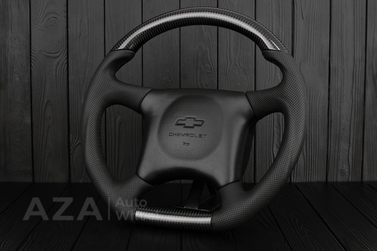 Steering wheel GM Truck Chevrolet Kodiak (1998-2002) Сarbon fiber/Perforated leather - Image 4