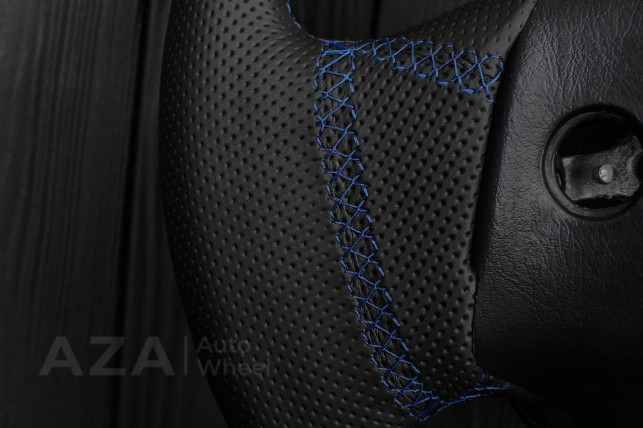 Steering wheel Ford F150/F250/F350 97-2007 Carbon fiber/Perforated leather/Blue stripe (can be any color per request) - Image 12