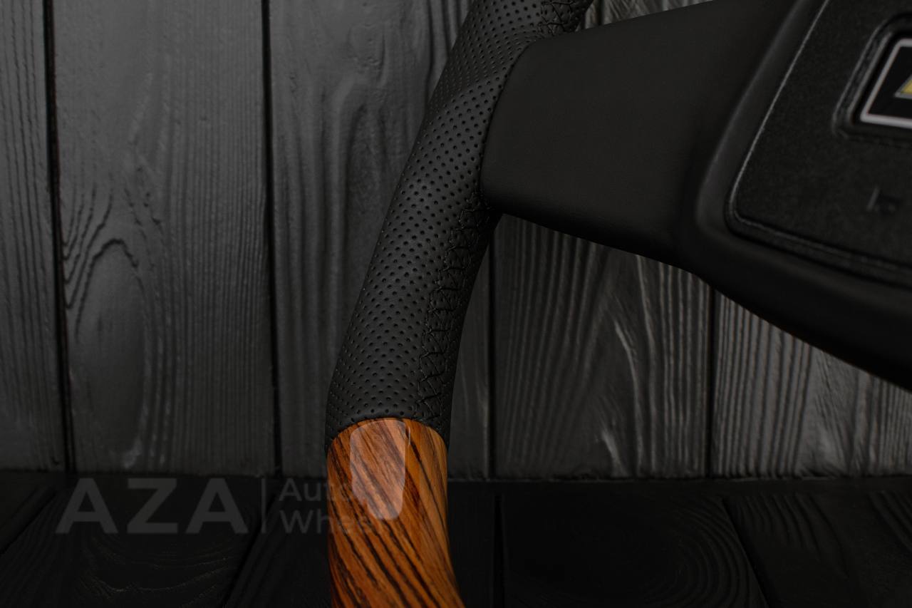 Steering wheel Square Body GM C/K/C10/C5/K5/K10/K20/K30 (1973-1987) Wood grain/Perforated leather - Image 7