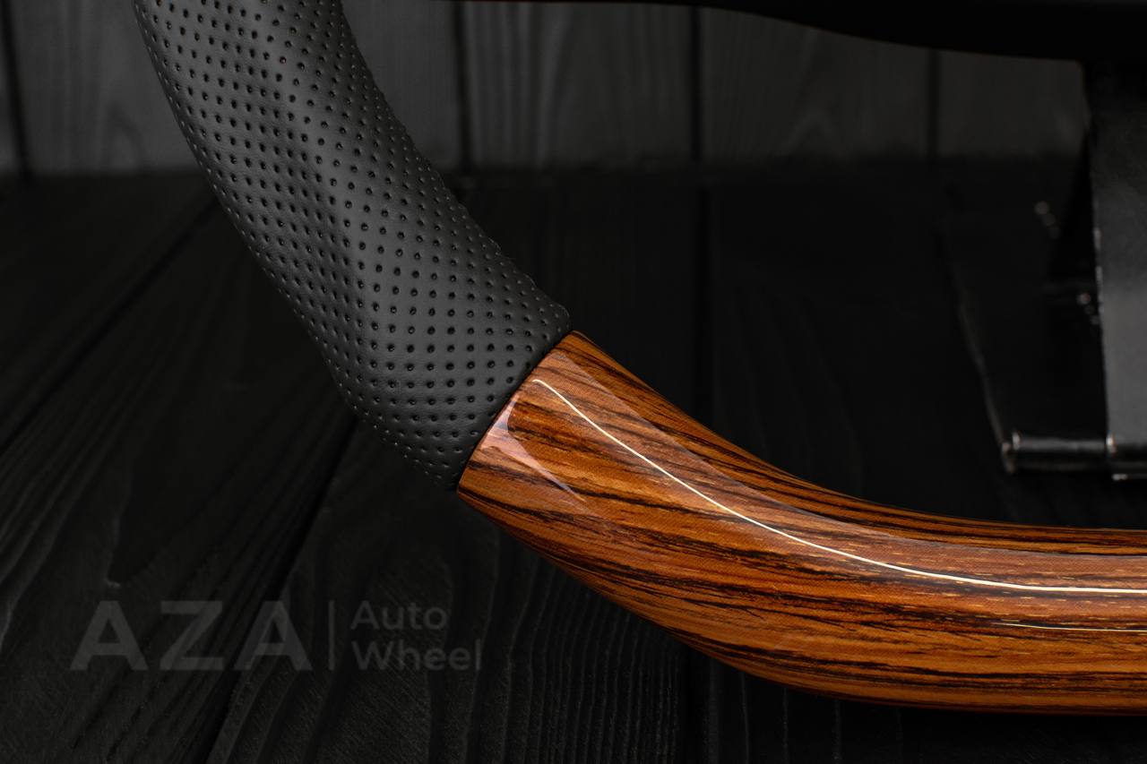 Steering wheel Square Body GM C/K/C10/C5/K5/K10/K20/K30 (1973-1987) Wood grain/Perforated leather - Image 9
