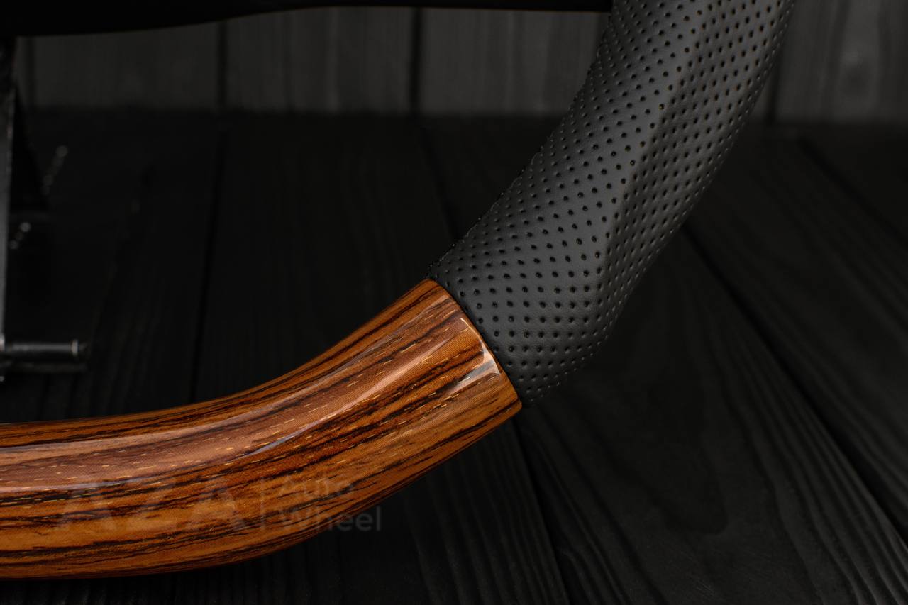 Steering wheel Square Body GM C/K/C10/C5/K5/K10/K20/K30 (1973-1987) Wood grain/Perforated leather - Image 11