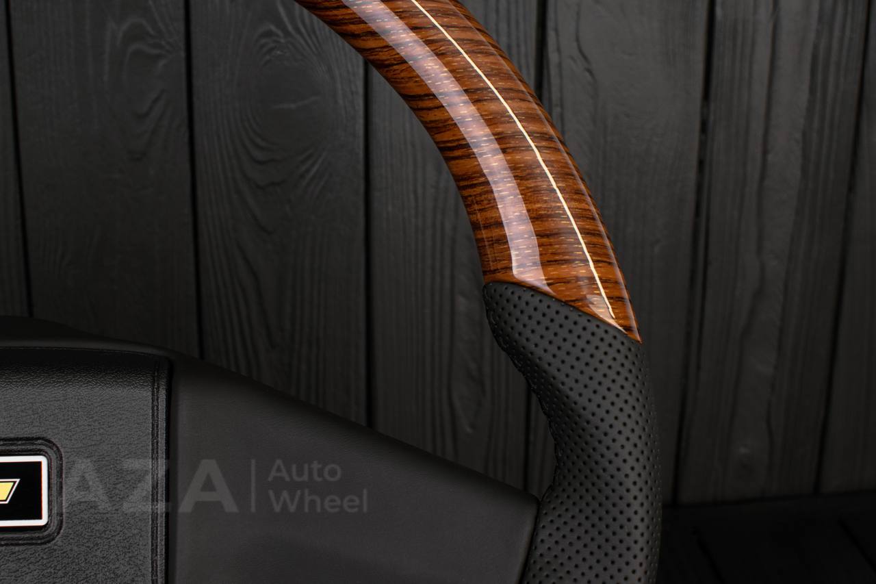 Steering wheel Square Body GM C/K/C10/C5/K5/K10/K20/K30 (1973-1987) Wood grain/Perforated leather - Image 14