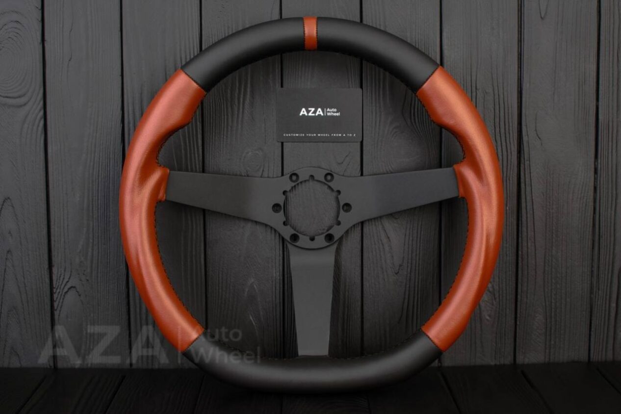 Steering wheel Chevrolet Corvette 1977-1982 C3 Black/Brown custom flat bottom