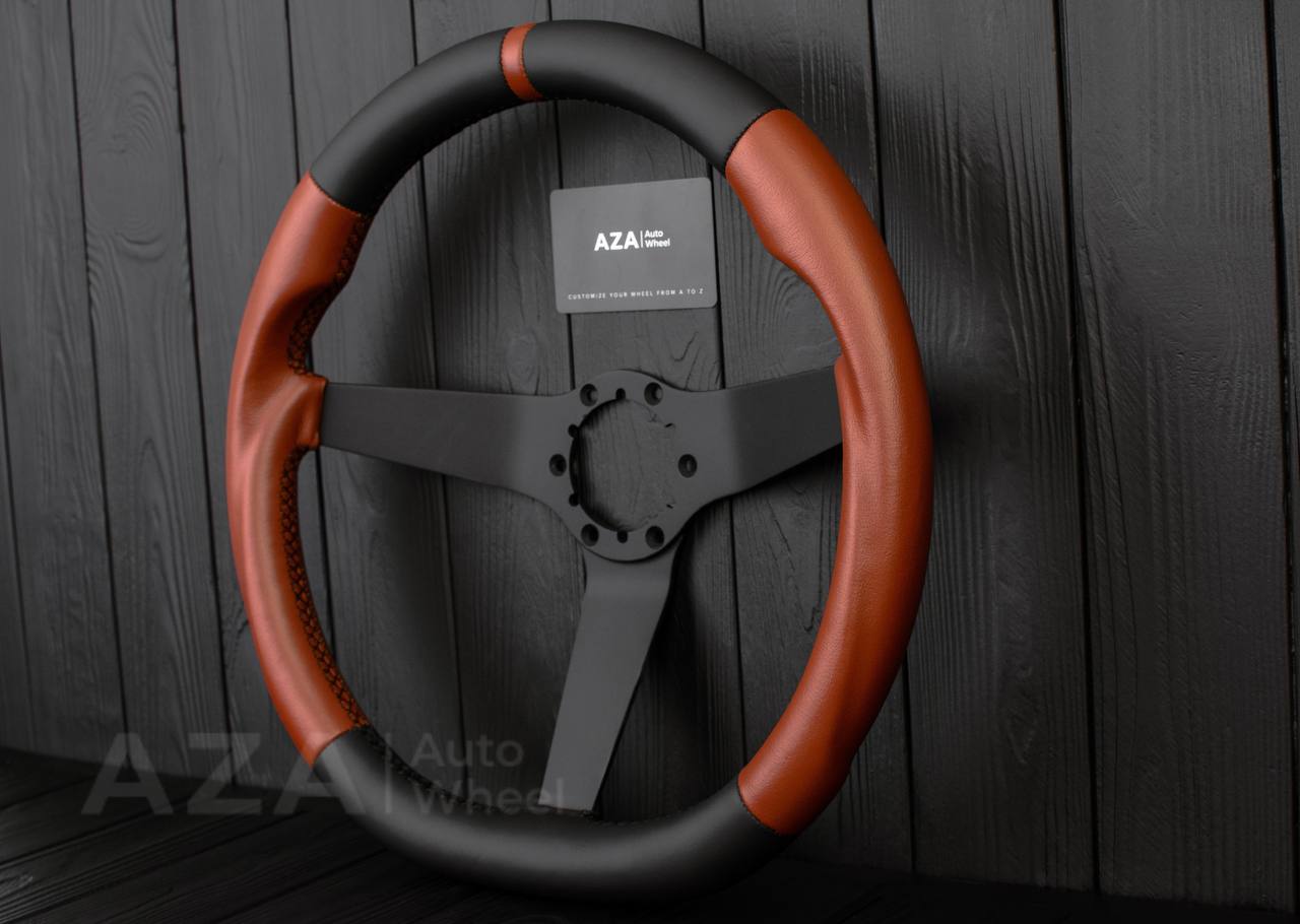 Steering wheel Chevrolet Corvette 1977-1982 C3 Black/Brown custom flat bottom - Image 4