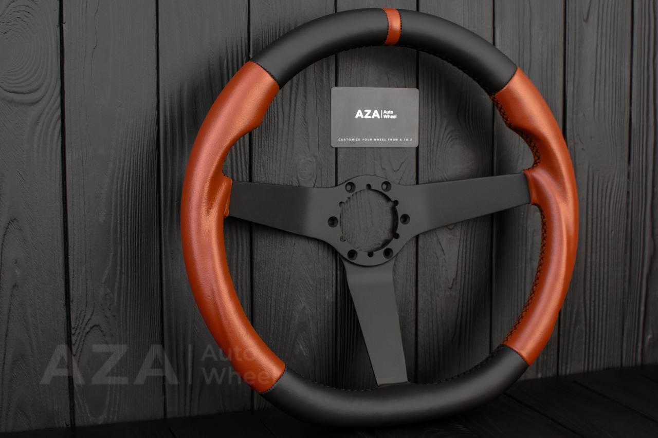 Steering wheel Chevrolet Corvette 1977-1982 C3 Black/Brown custom flat bottom - Image 3